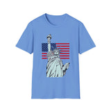 USA Statue of Liberty and American flag - Softstyle T-Shirt