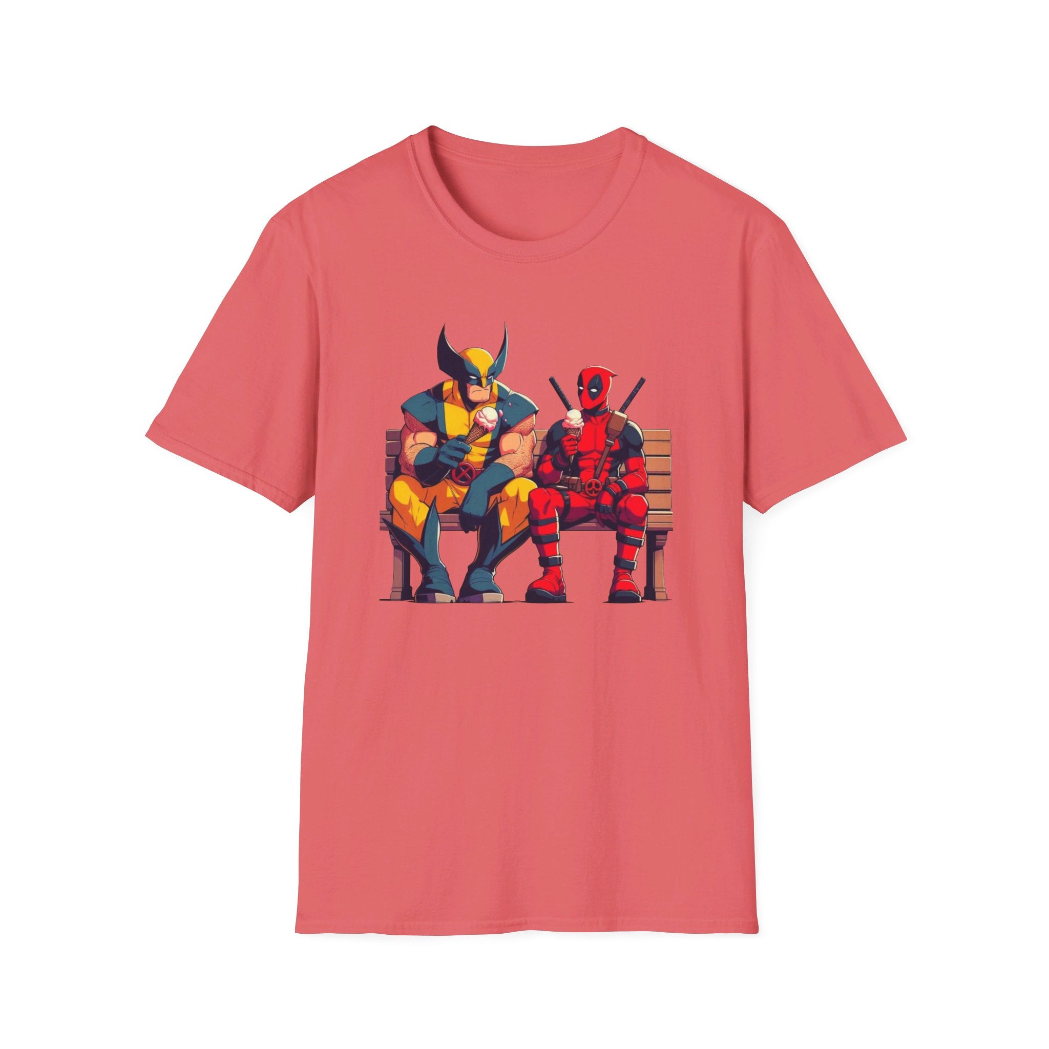 Wolverine and Deadpool eating ice cream - Softstyle T-Shirt