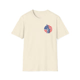 USA Statue of Liberty and American flag circle - Softstyle T-shirt