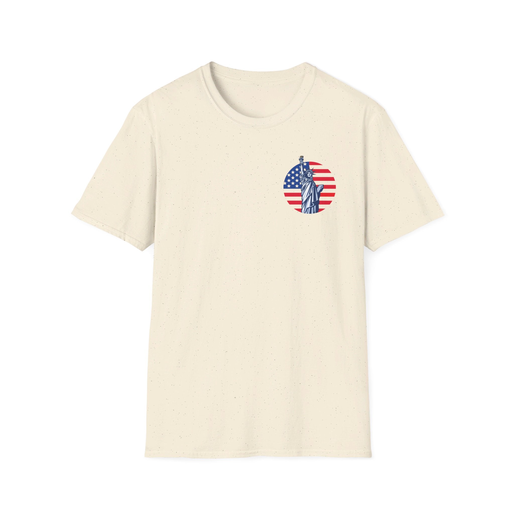 USA Statue of Liberty and American flag circle - Softstyle T-shirt