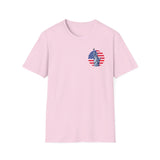 USA Statue of Liberty and American flag circle - Softstyle T-shirt