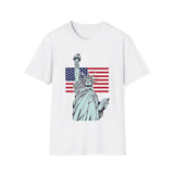 USA Statue of Liberty and American flag - Softstyle T-Shirt