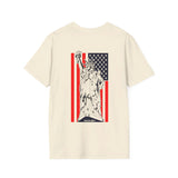 USA Statue of Liberty with the american flag Backside -  Softstyle T-Shirt