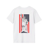 USA Statue of Liberty with the american flag Backside -  Softstyle T-Shirt